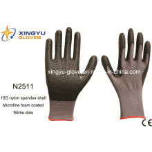 Нейлон Spandex Shell Нитрил покрытием Saftey рабочие перчатки (N2511)